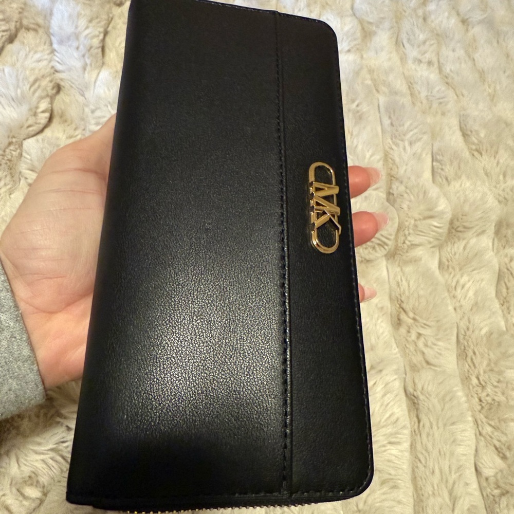Michael Kors Black Clutch with Gold Accent